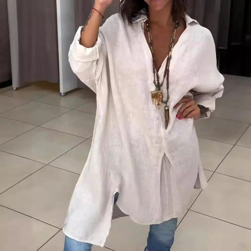 European and American Summer Women Casual Split Loose Shirt Dress Split Loose Shirt Skirt