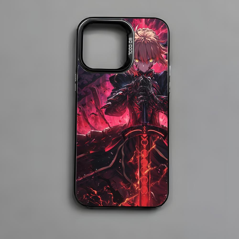 Fate Zero Stay Night S-Saber Phone Case For iPhone 16 15 14 13 12 11 Pro Max Black Matte Multicolor Laser Metallic Aurora Cover