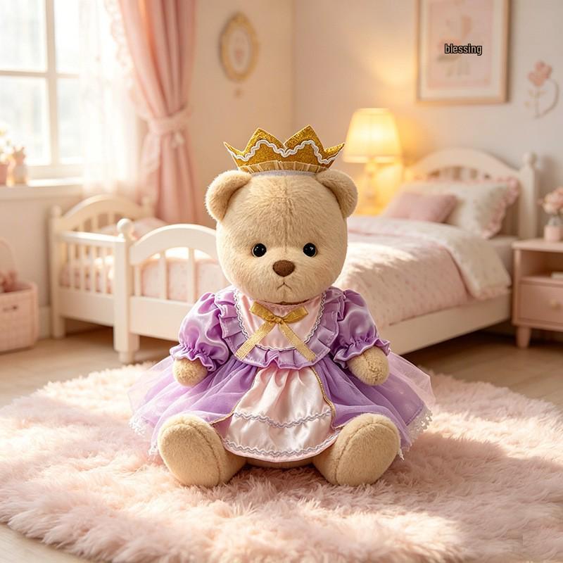 Medium Bear Outfit - Blue Pink Striped Carrot Overalls Set