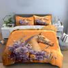 Elegant Horse with Floral Design Bedding Duvet Cover Set  (1*Duvet Cover 2*Pillowcases, without duvet insert)