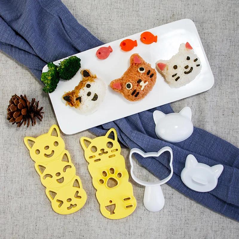 1Set Silicone Rice Ball Mould Cute Cat Bunny Japanese Style Bento Maker Cooking Tools Sushi Nori Rice Mold Home Kitchen Gadgets