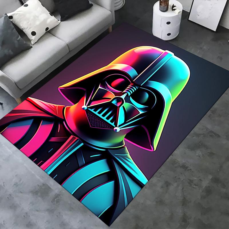 3D Printed Darth Vader,Neon Colors,Sci-Fi Anti-Slip Rug - Machine Washable Office Rug for Living Room, Bedroom, Office - Multiple Sizes