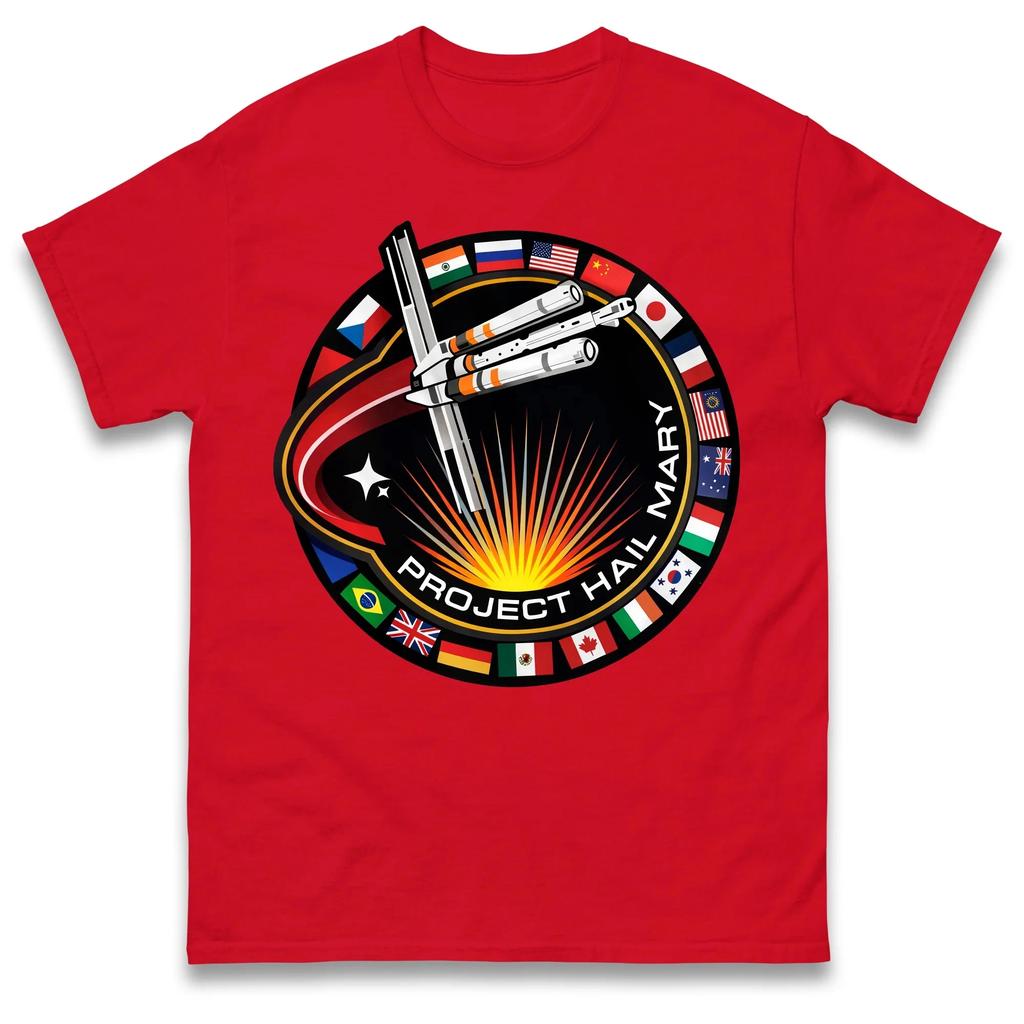 Project Hail Mary Spaceship with Nation Flags Mission Patch Cotton Unisexs Clothing Womens  Summer New Fashion Yk T Shirt