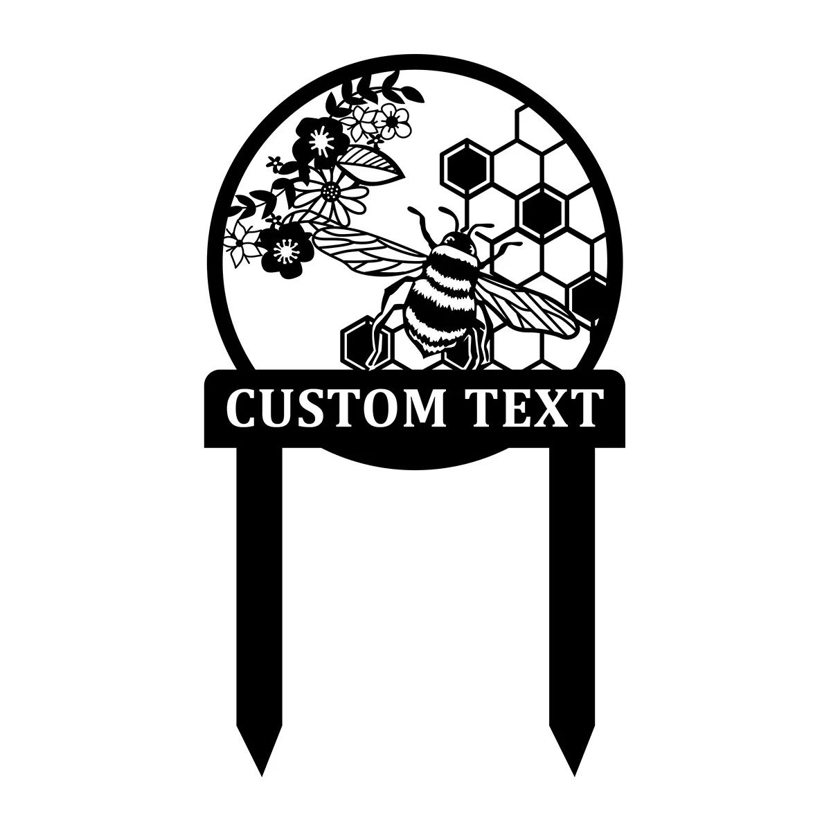 Metal Garden Art Bee Sign, Outdoor Yard Decor, Beekeeper Gift, Rustic Metal Stake, Honeybee Wall Decor, Garden Ornament чёрный