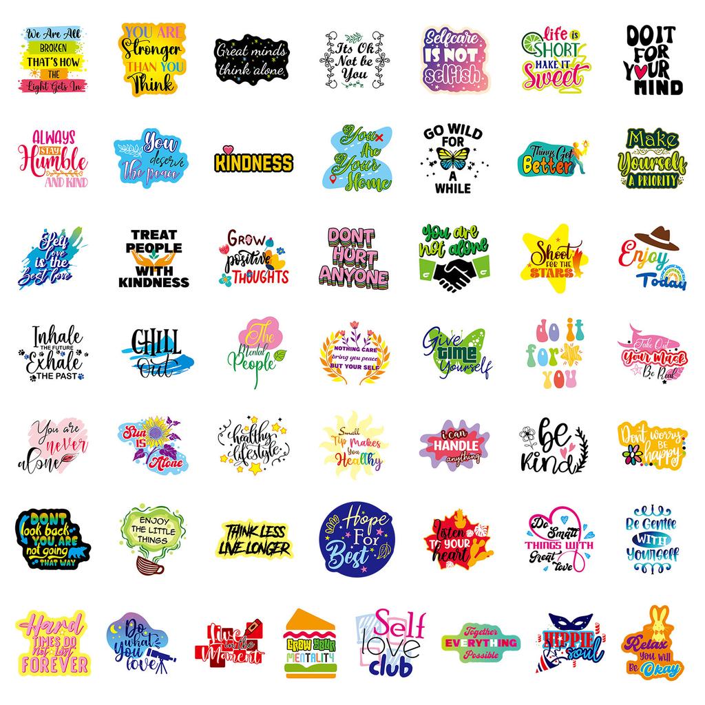 200 Creative Illustrations In English Motivational Passionate Phrases Stickers Decorative Folders, Pencil Case Refrigerators