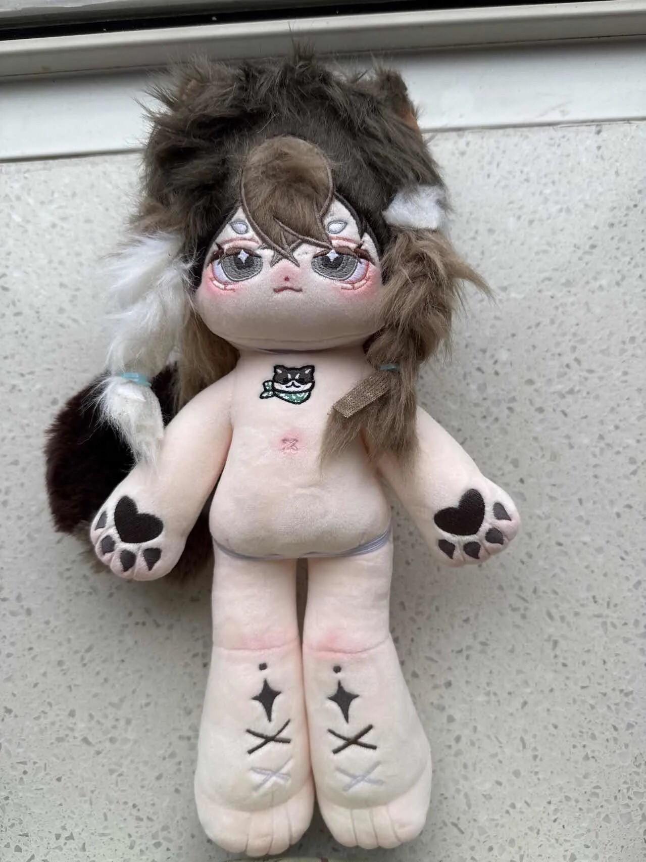 

30cm No Attributes Monster Ear Tail Shiba Inu Anime Plush Cotton Doll Long Leg Body Cosplay Dress Up Toy Figures Dolls Gift Toys With skeleton