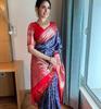 Krásne zlaté Jari s novým dizajnom Soft Lichi Silk Saree