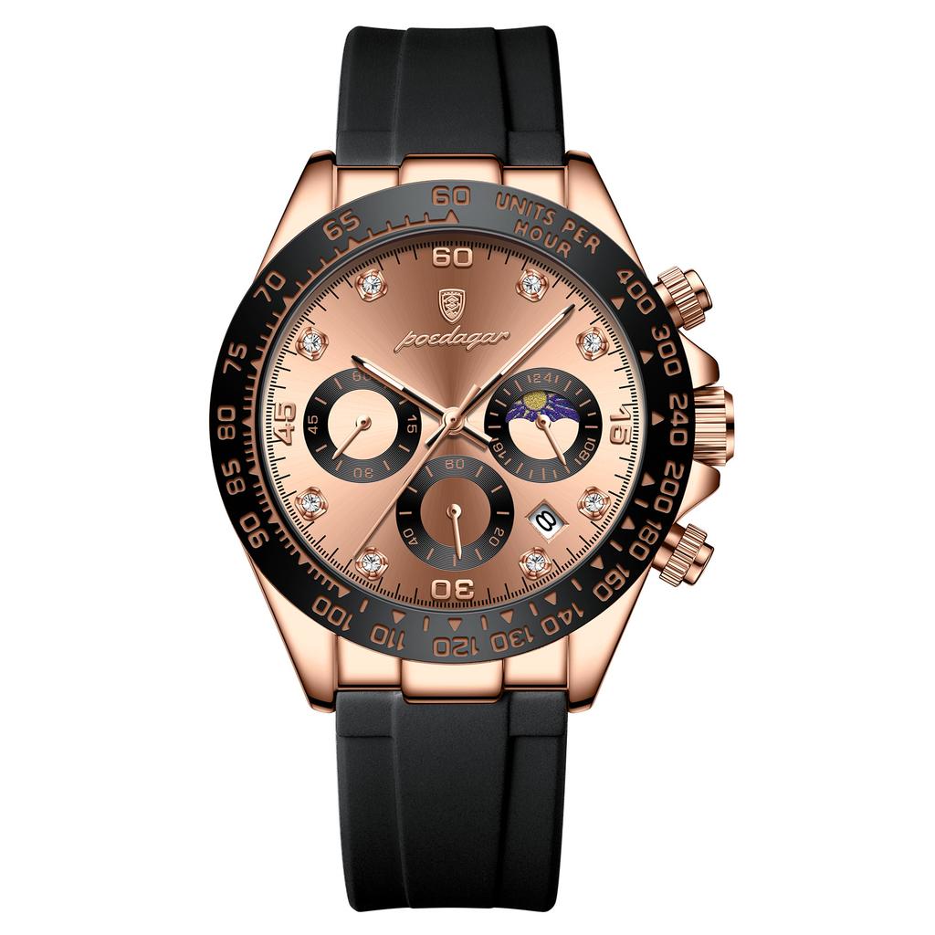 POEDAGAR Luxury Casual Top Brand Watch Business Sport Chronograph Date Luminous Waterproof Silicone Strap Watch Male reloj