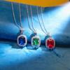 Back Cover Exquisite Artificial Cultivation Sapphire Necklace Women's Light Luxury Niche Design Ruby Colored Treasure Pendant Collarbone Chain