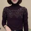 Automne Hiver Velours Allemand Épais Haut de Sous-vêtement Femme Mode Col Roulé Court Strass Chaud Mère d'Âge Moyen Haut à Manches Longues