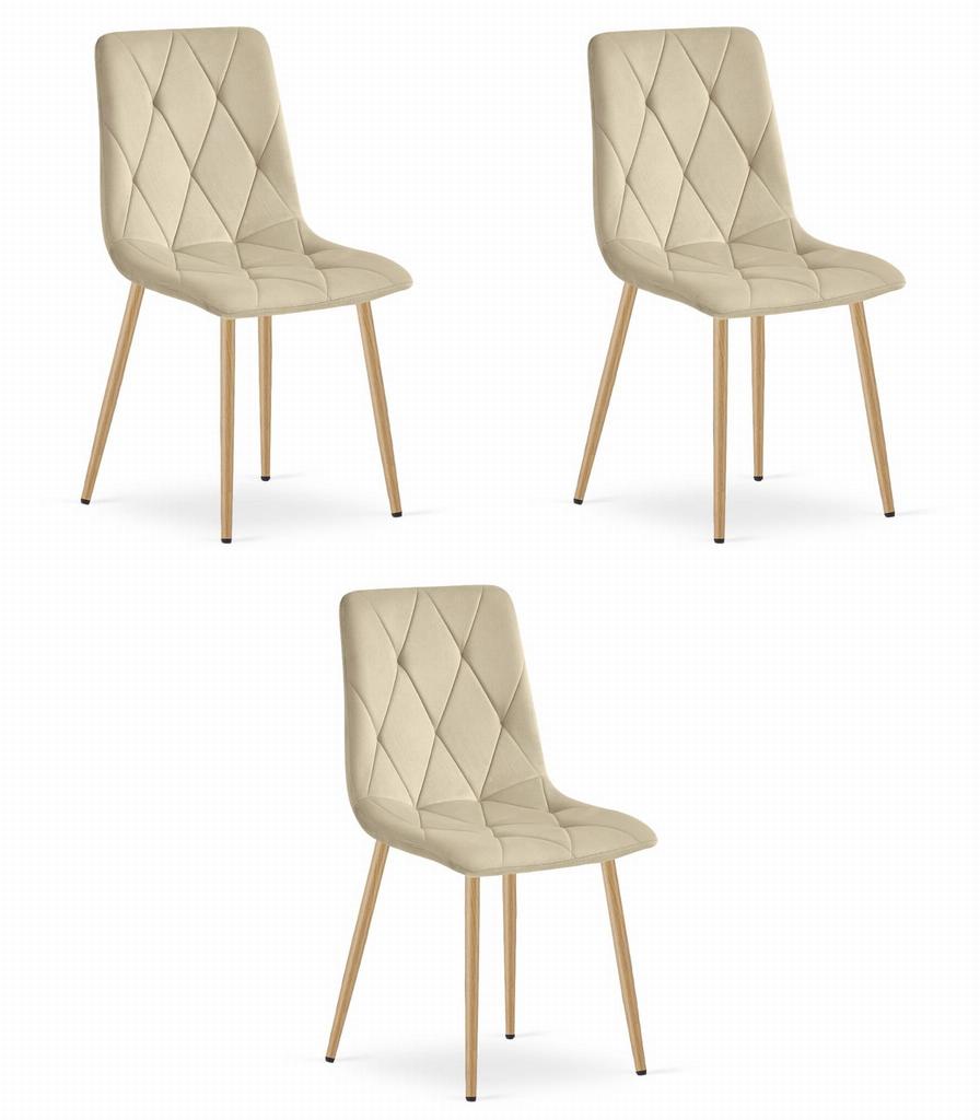 LIBRA chair - light beige velvet / wood-colored legs x 3
