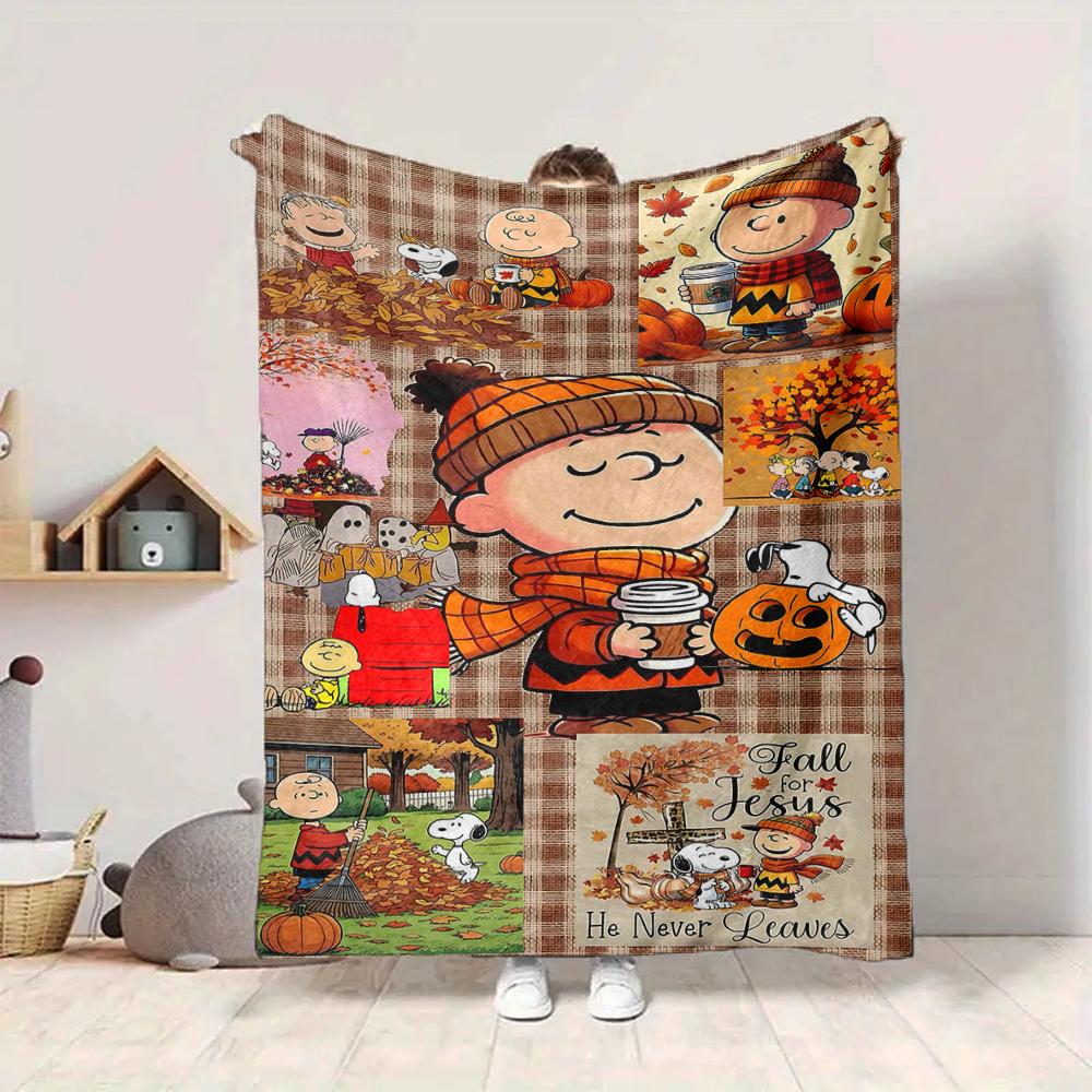 1Pc Snoopy Witch Halloween Night Blanket Soft And Comfortable Casual Warm Camping Travel Christmas Halloween Gift M91799