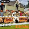 Happy Halloween Fence Banner, Haunted House Jack-o'-Lantern Ghosts Bats Tombstones Design, Polyester Outdoor Tailgate Decoration