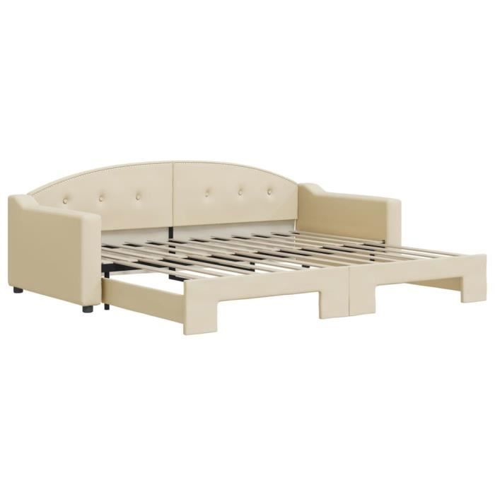 VidaXL Daybed with Pull-out Bed Cream 90x200 Cm Fabric 3197534