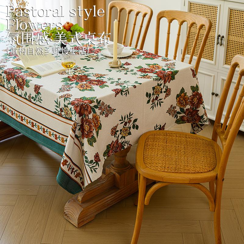 French Embroidered Tablecloth Retro Pastoral Round Table Square Table Rectangular Dining Table Cover Premium Fabric Tablecloth