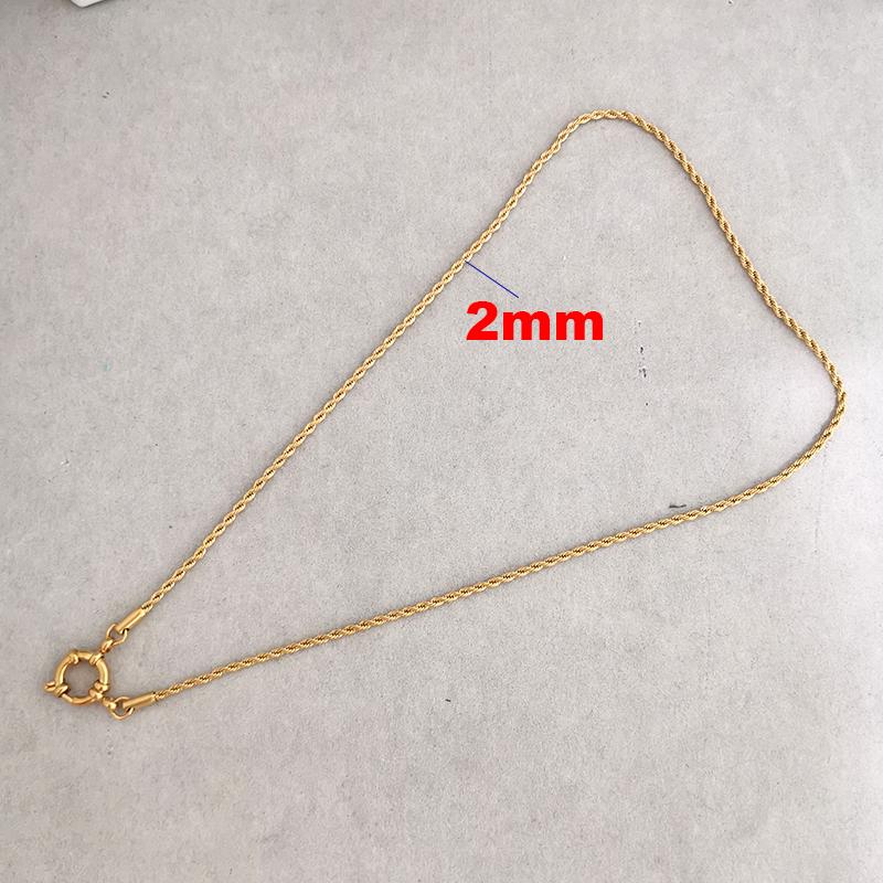 QMHJE 2/3/4mm Stainless Steel Rope Chain Necklace Vacuum Plating Sailor Clasp Steering Wheel Women Men Choker Jewelry Accessory