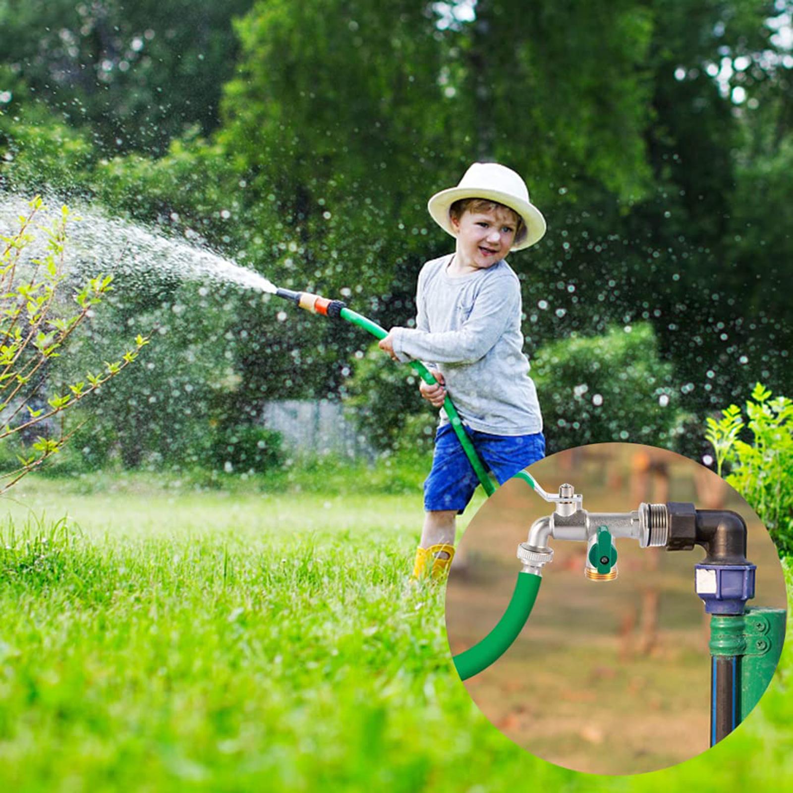 

Practical 3/4Inch Double Brass Tap Rustproof Frostproof Includes 2 Hose Connectors for Garden and Outdoor Daily Use A синій