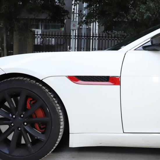 Red Carbon Fiber Side Fender Vent Frame Stiker For Jaguar F-TYPE 2013-