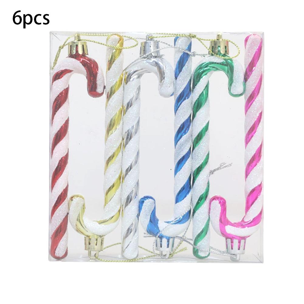 Christmas Tree Candy Decorations 6PCS Plastic Candy Cane Hanging Ornament 2025 Xmas Home Party Supplies Decor