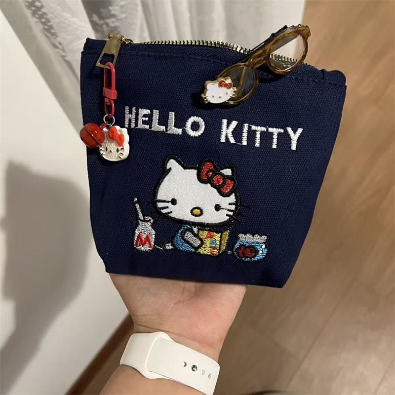 

Cute Sweet Sanrio Hello Kitty Handle Cosmetic Bag Coin Purse Girly Travel Card Holder Id Key Large Capacity Portable Storage Bag синий
