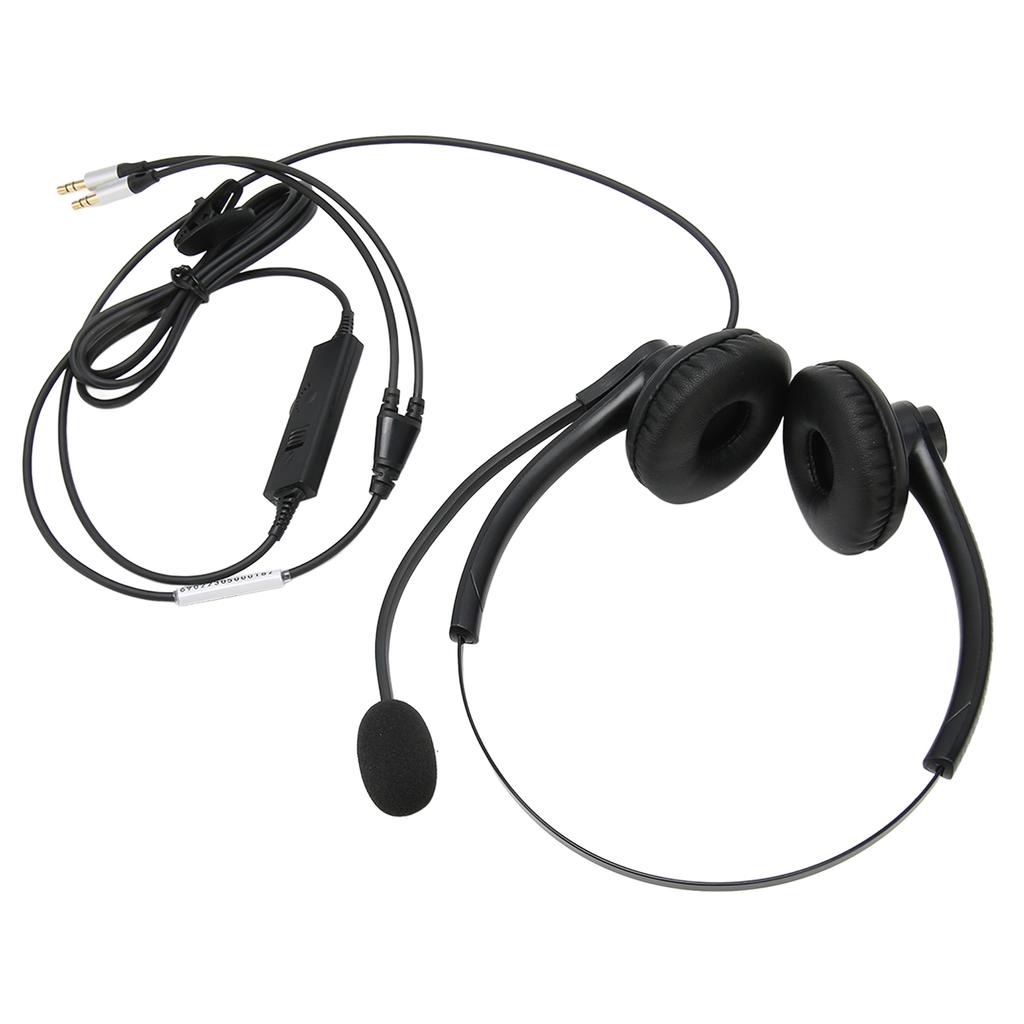 Wired Noise Reduction Binaural Business Headphone with Mic for Call Center Customer Service