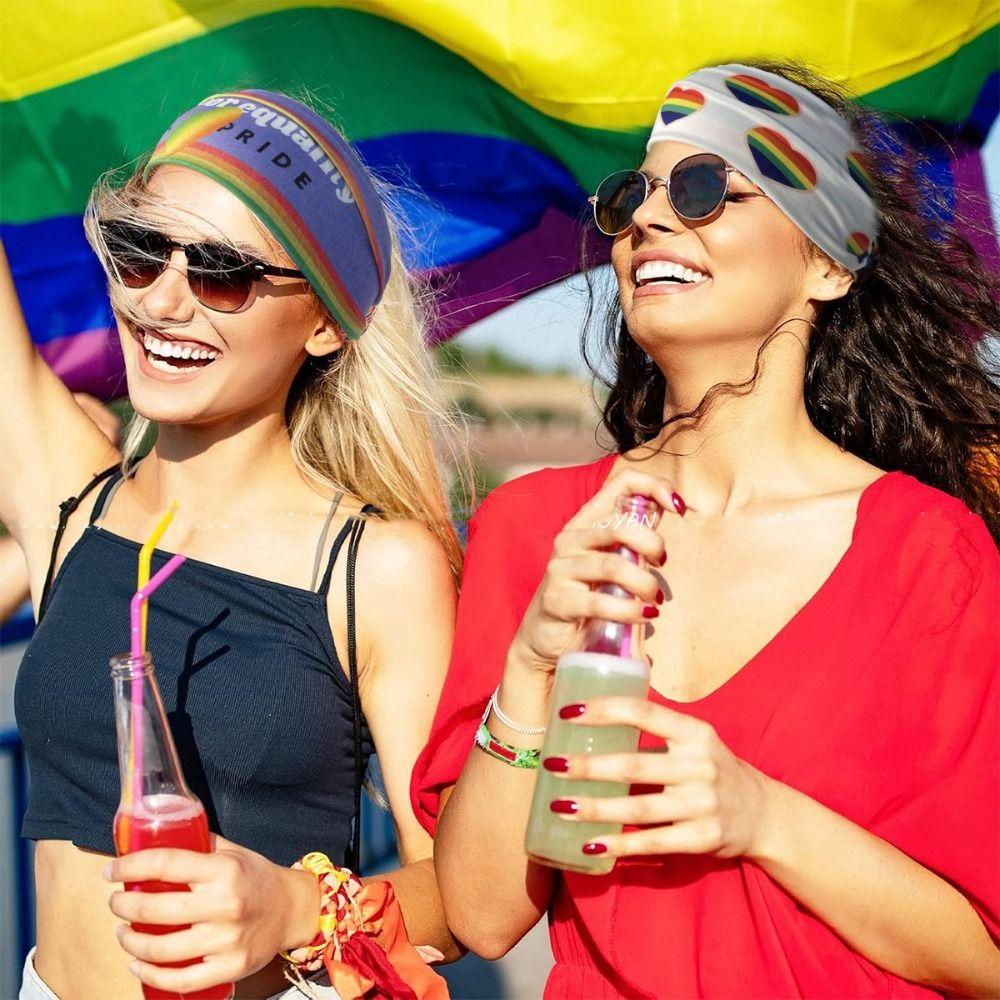 Parade Rainbow Headband Soft Sports Hairband Fashion Rainbow Elastic Headband  Women