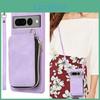 Crossbody Necklace Leather Zipper Lanyard Wallet Cards Phone Case For Google Pixel 7 Pro 7a 6a Purse Coin Phone Bag Hand Strap