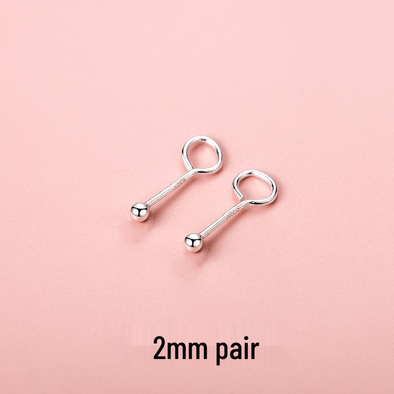 Sterling Silver Curved Hook Hypoallergenic Stud Earrings for Women - Sleep-Friendly, Small, Ideal for Students. 99% Sterling Silver