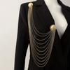 Geometric Multi Layer Metal Tassel Brooch Long Multi-layer Chains Pin Pins Clip  Banquet Party