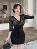 Lace Patchwork Slimming Bodycon Dress - Nightclub Ready