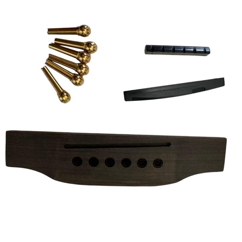 Massivholz-Gitarrenbrücken-Set: Enthält Sattel, Saitenstifte, Ober- und Untersteg, Saitenstift aus Kupfer