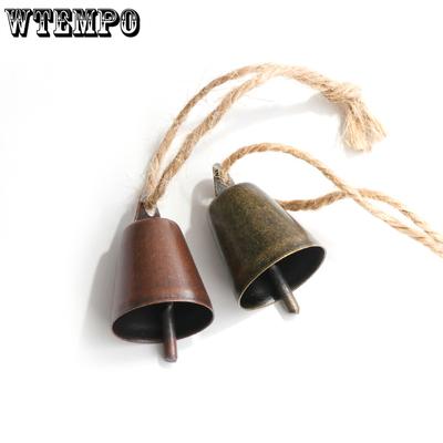 4PCS Creative DIY Christmas Decorative Bells Retro Metal Small Bells with Rope Pendants Christmas Tree Hanging Bells Festival Decorations