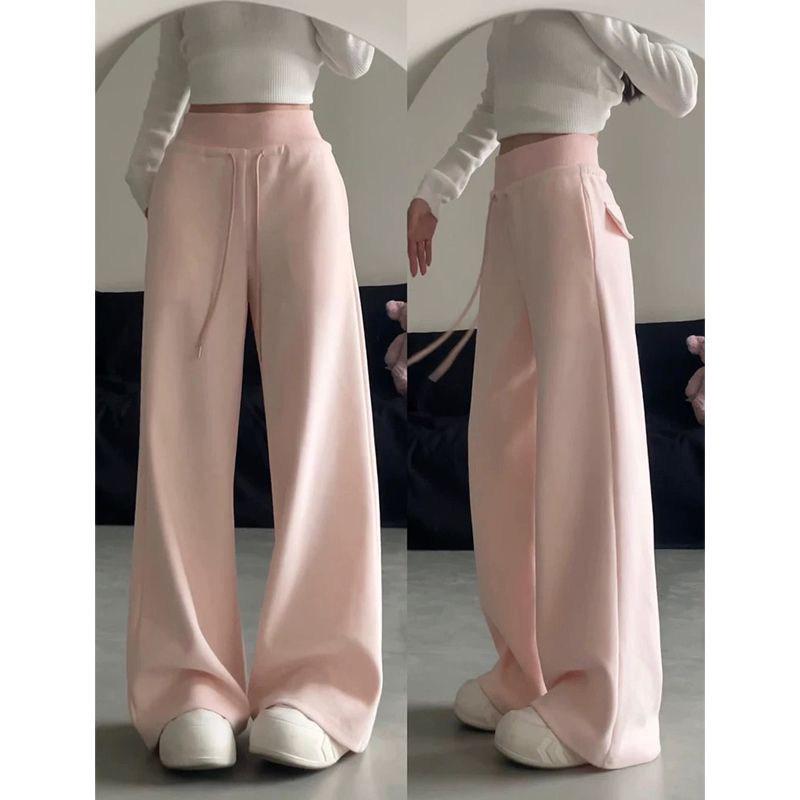 American Style Women's High-Waist Micro Flare Sweatpants: Slimming, Stylish Spring 2026 Edition with Drawstring and Flattering Draping.