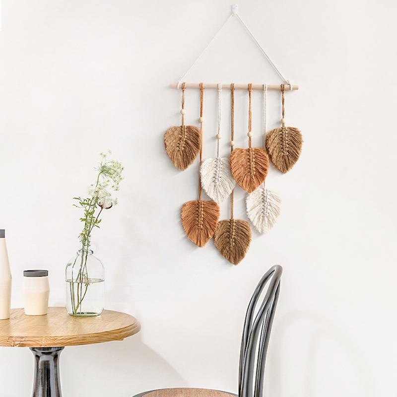Koupit Hand Woven Cotton Rope Aesthetic Wall Tapestry Leaf Macrame Wall ...