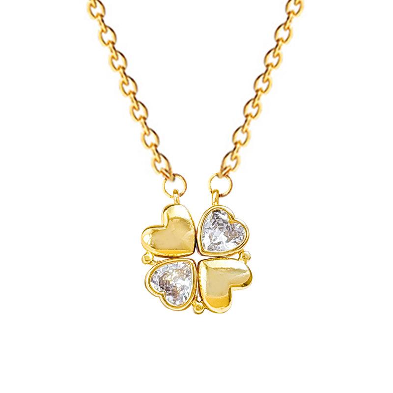 Cubic Zirconia Flower Pendant Necklace for Women 2025 New Fashion Stainless steel Jewelry Wedding Party Accessories