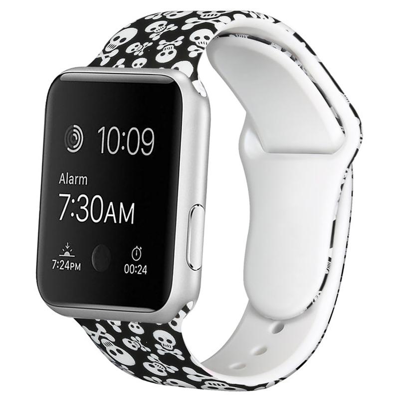 

For Apple Watch Series 10 46mm/Ultra 2 Ultra 49mm/9 8 7 45mm/SE (2023) SE (2022) SE 6 5 4 44mm/3 2 1 42mm Printed Pattern Watch Band Replacement Strap Skeleton