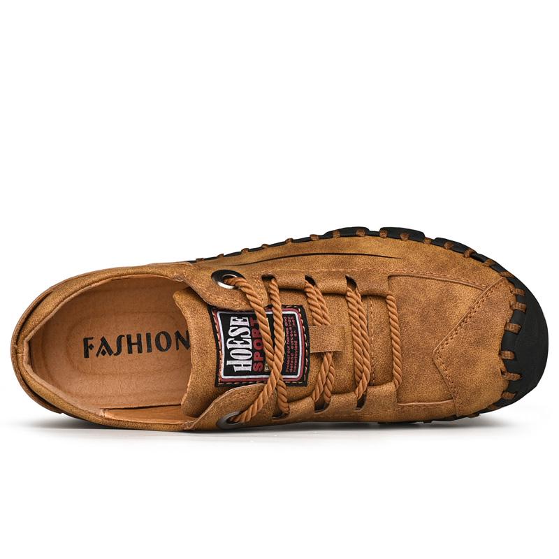 New Men Breathable Casual Shoes Handmade Leather Loafers Comfortable Men's Quality Split Leather Flat Moccasins Sneakers