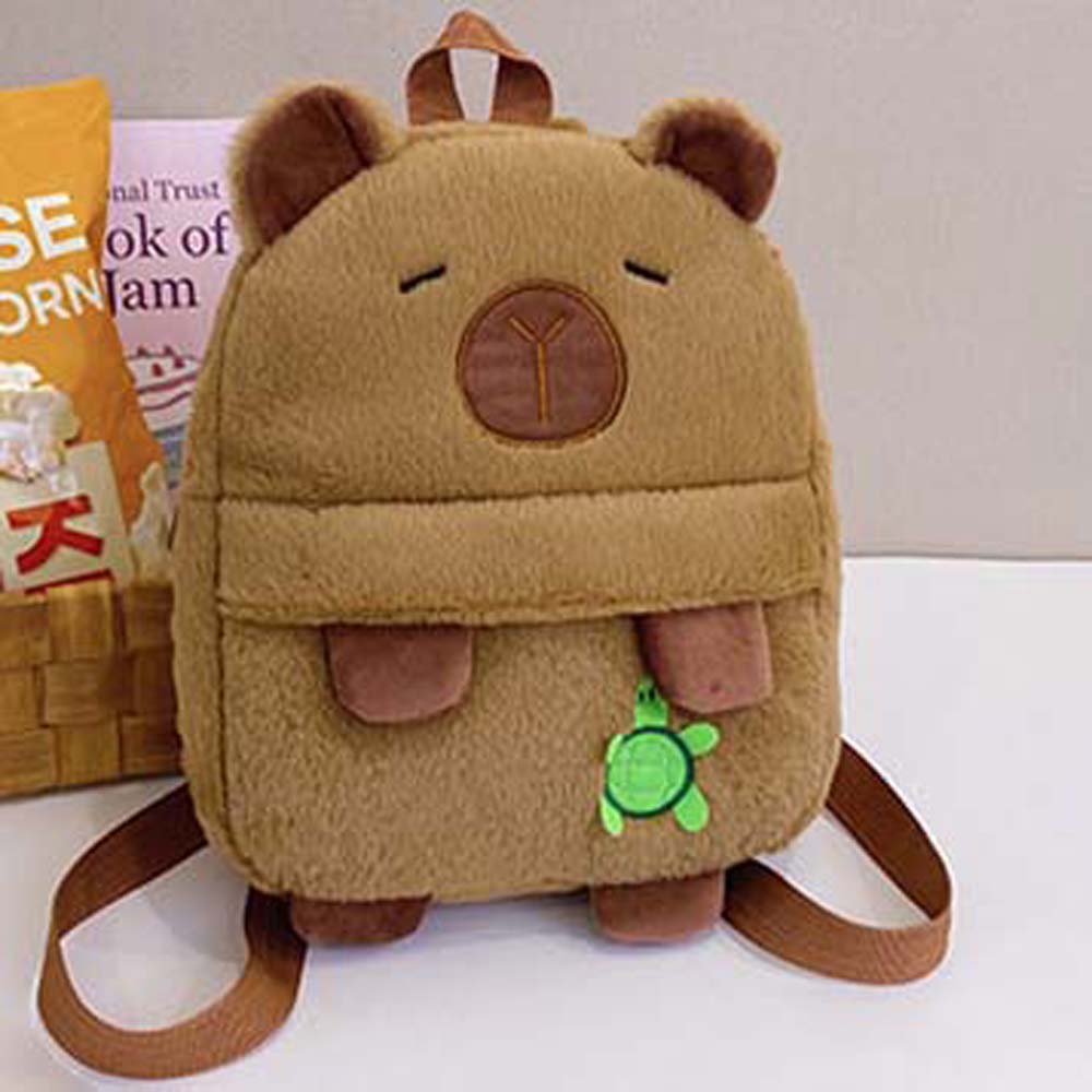 Cute Capybara Plush Backpack Embroidered Large Capacity School Bag Cartoon Animal Daypack  Students