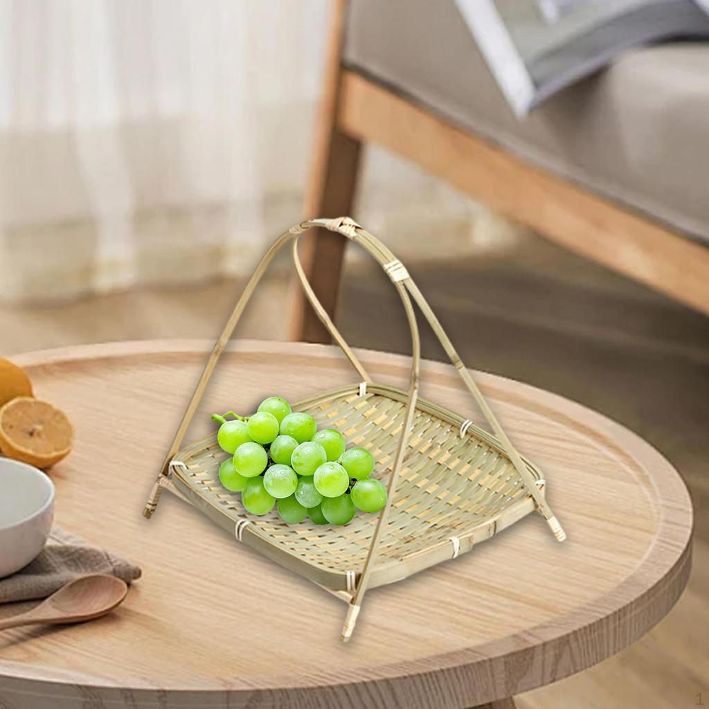 Bamboo Woven Basket ,Kitchen Counter Organizing ,Portable, Fruit Food Vegetable Storage for