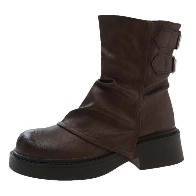 2025 retro short boots autumn and winter British style explosion inner height increase versatile niche trouser boots Martin boots