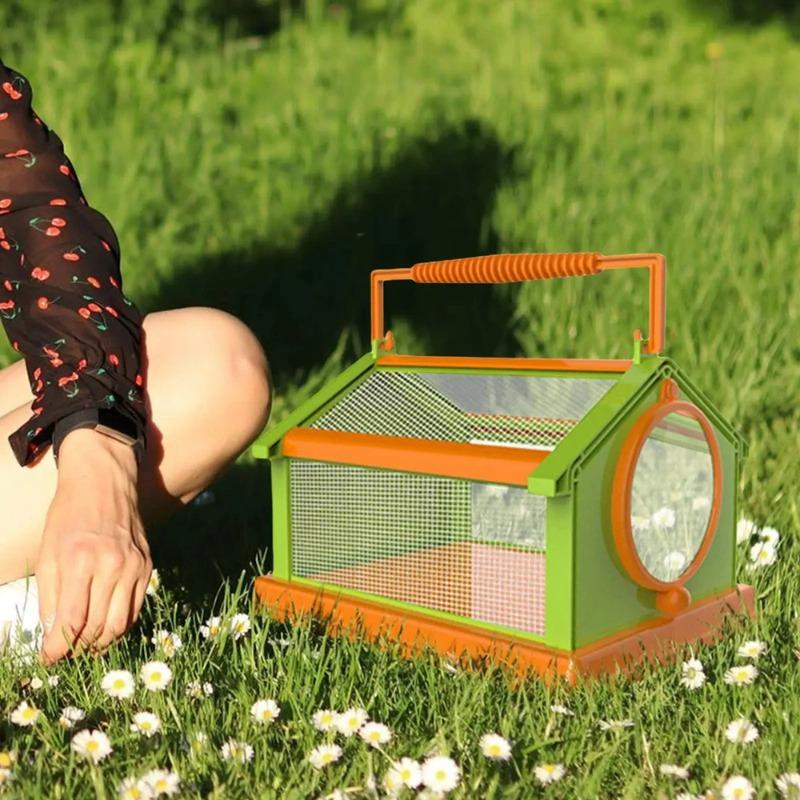Tragbarer Griff Atmungsaktiver Schmetterlingskäfig Faltbarer Insektenbeobachter Critter Box Lupe Seidenraupe DIY Insektenbeobachtung im Freien