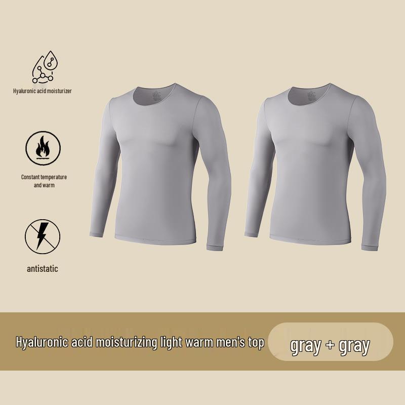 Men’s Ultra-Thin Seamless Self-Heating Thermal Underwear Set - Skin-Enhancing with Hyaluronic Acid for Autumn/Winter