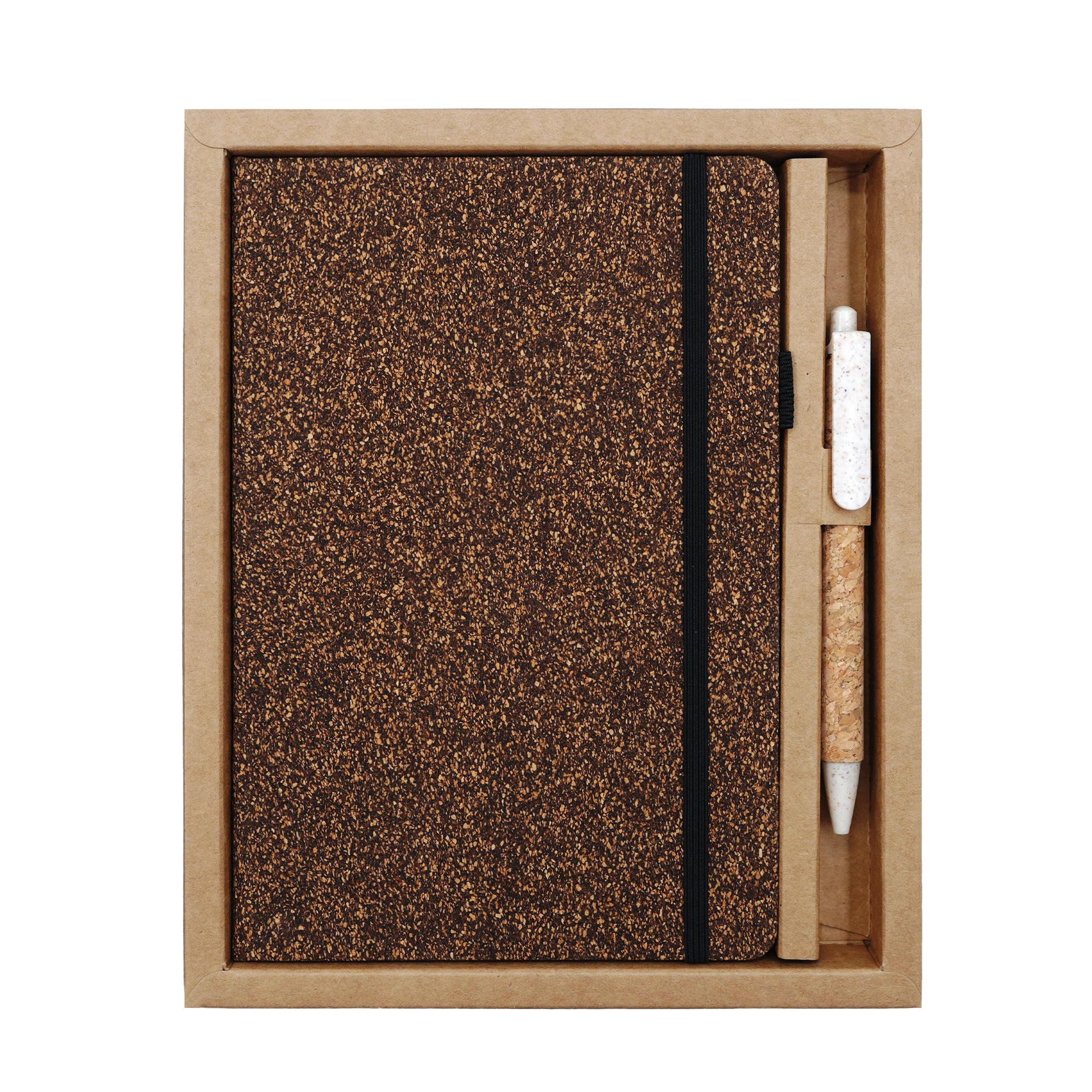 A5 Eco-Friendly Coffee Grounds Cork Notebook & Pen Set - Customizable Business Journal A5 Acid-Free Paper