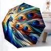 1pc Peacock Feather Artwork Automatic Folding Umbrella - Portable Collapsible Design, 8-Rib Iron Frame, Durable Fabric Yy251125059