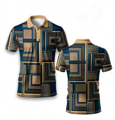 2026 Summer Latest Men s Fashion 3D Geometric Pattern Printed Short Sleeve Sports Casual Short Sleeve Polo Shirt S