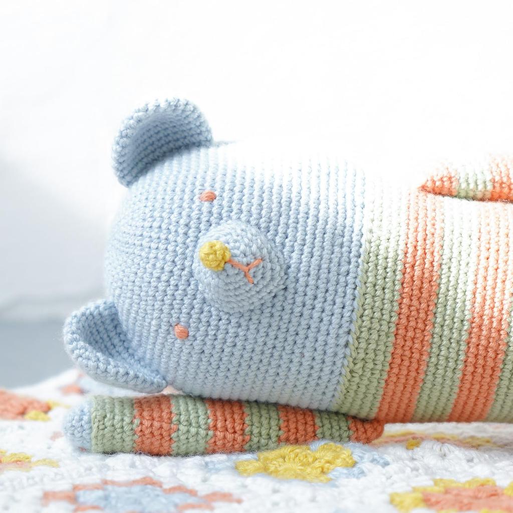 Raw Wool Knitting Kit Amigurumi #4-8 Bear In Striped Clothes