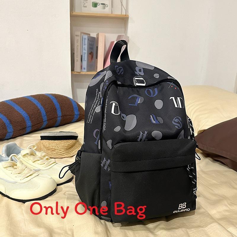 Youthful Nylon Letter Print Backpack For High School Students With Lightweight Design For Daily Use