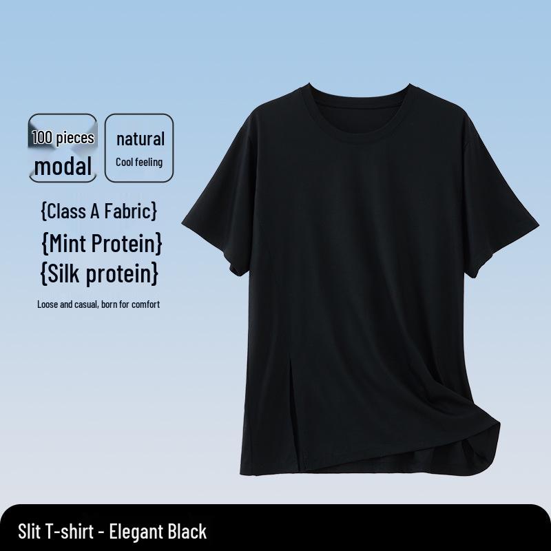 Women's Class A Summer Pajamas: Short Sleeve, Front Slit, Loose Fit, Cool Fabric Homewear Set