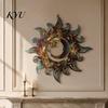 Wall Sculptures for Dining Room Metal Sun Moon Star Art, Hollow Cutout Iron Hanging Decor, Contemporary Home Accents Rustic Sculpture Living