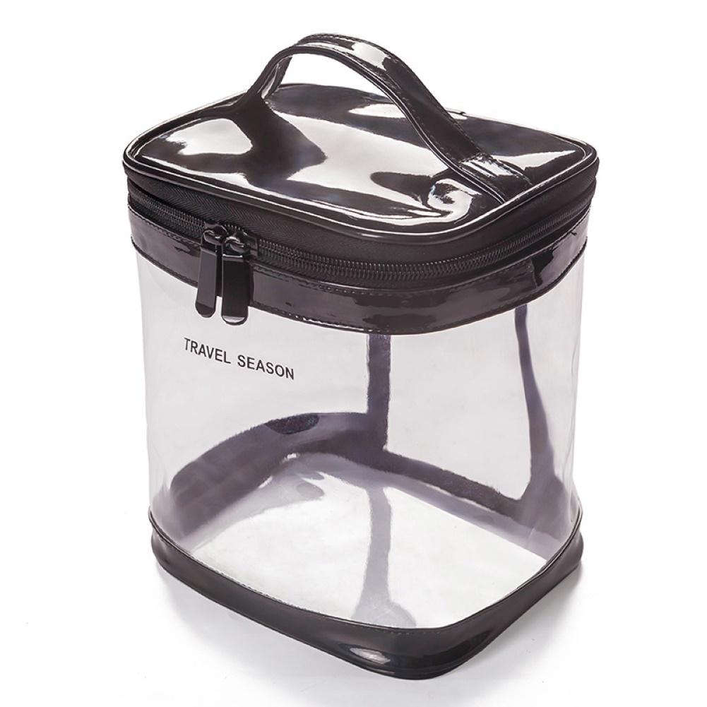 

Прозрачная водонепроницаемая дорожная косметичка для туалетных принадлежностей, сумка для хранения на молнии для макияжа Black